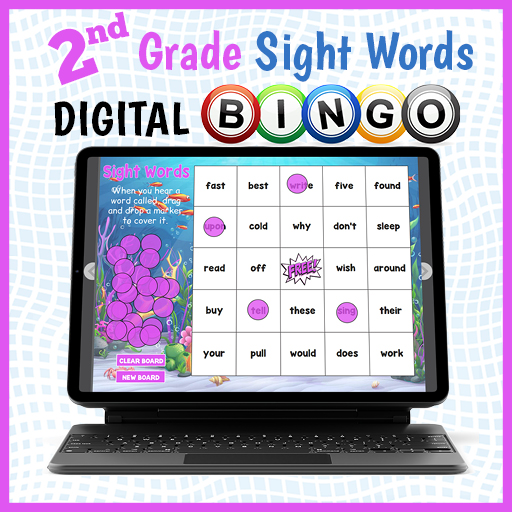 DIGITAL 2nd Grade Sight Words Vocabulary Bingo Game