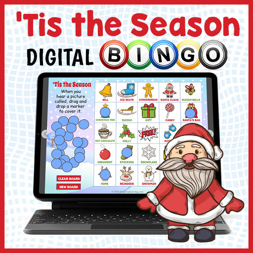 DIGITAL Christmas Themed Vocabulary Bingo Game Holiday Fun