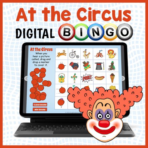 DIGITAL Circus Themed Vocabulary Bingo Game