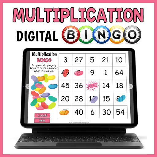 DIGITAL Multiplication Math Bingo Game With Jelly Bean Markers