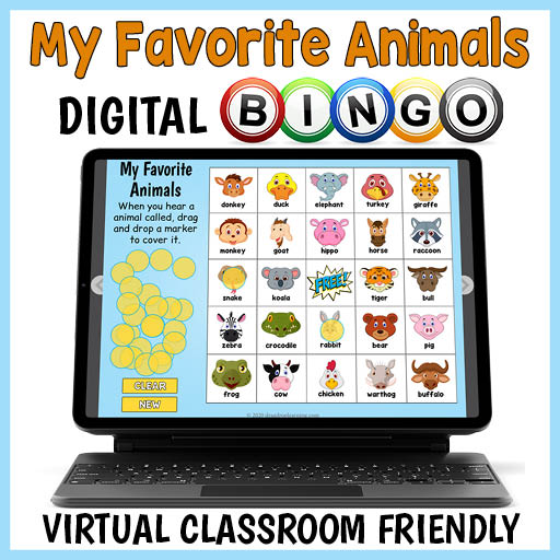 DIGITAL My Favorite Animals Bingo Game