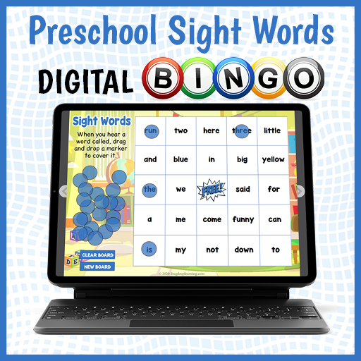 DIGITAL Preschool Sight Words Vocabulary Bingo Game