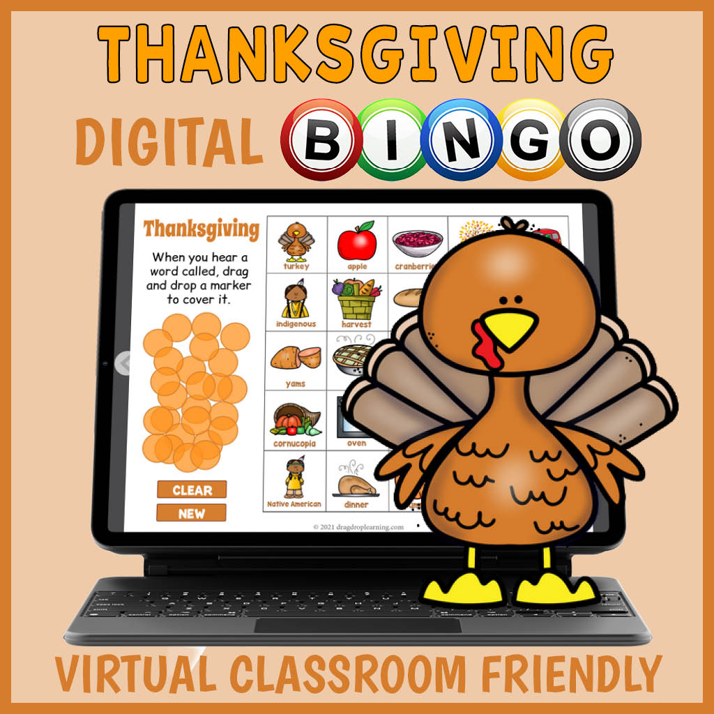 DIGITAL Thanksgiving Vocabulary Bingo Game