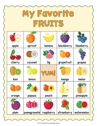 Fruits Vocabulary List