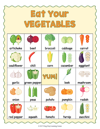 Vegetables Vocabulary List